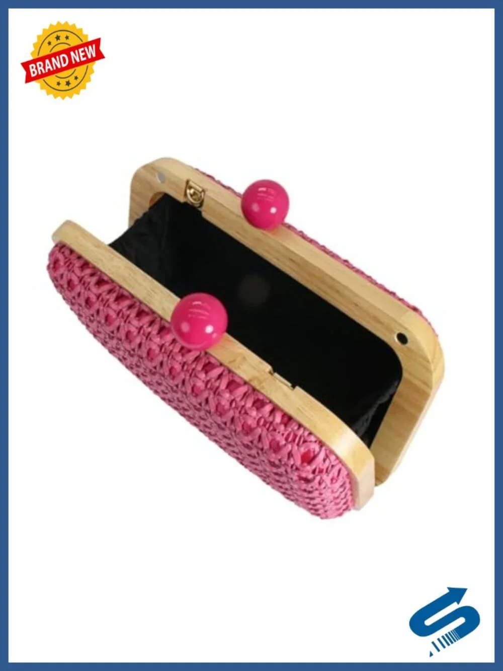 Straw Clutch Purse Handwoven Summer Evening Bag with Shoulder Strap